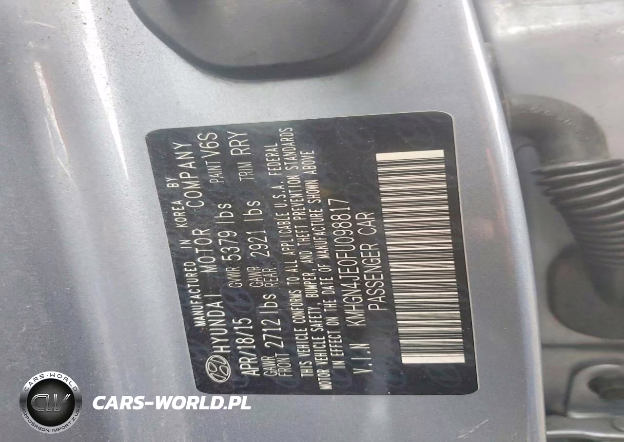 2015 Hyundai Genesis 3.8L VIN:KMHGN4JE0FU098817 - 12