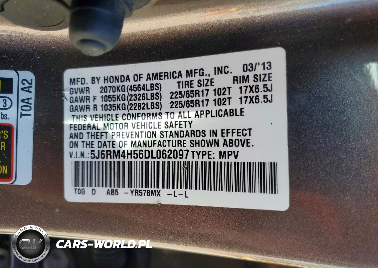 2013 Honda Cr-V Ex VIN:5J6RM4H56DL062097 - 13