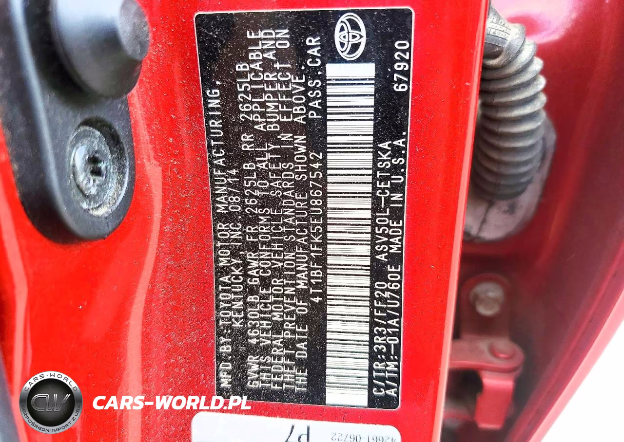 2014 Toyota Camry Se VIN:4T1BF1FK5EU867542 - 12