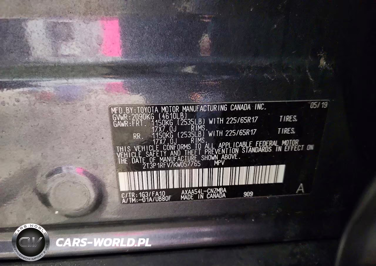 2019 Toyota Rav4 Xle VIN:2T3P1RFV7KW057765 - 12