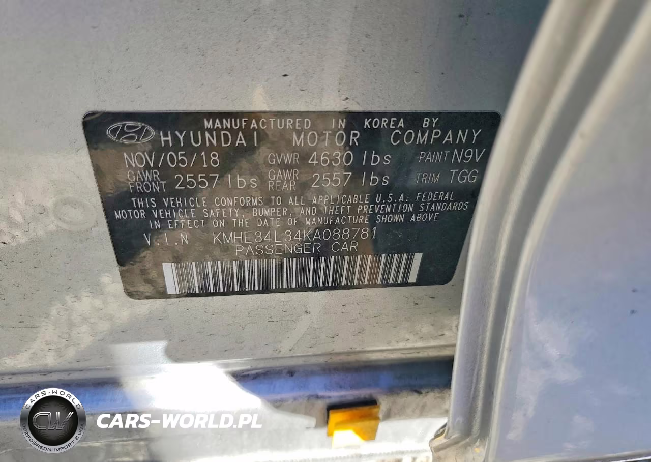 2019 Hyundai Sonata Hybrid VIN:KMHE34L34KA088781 - 13