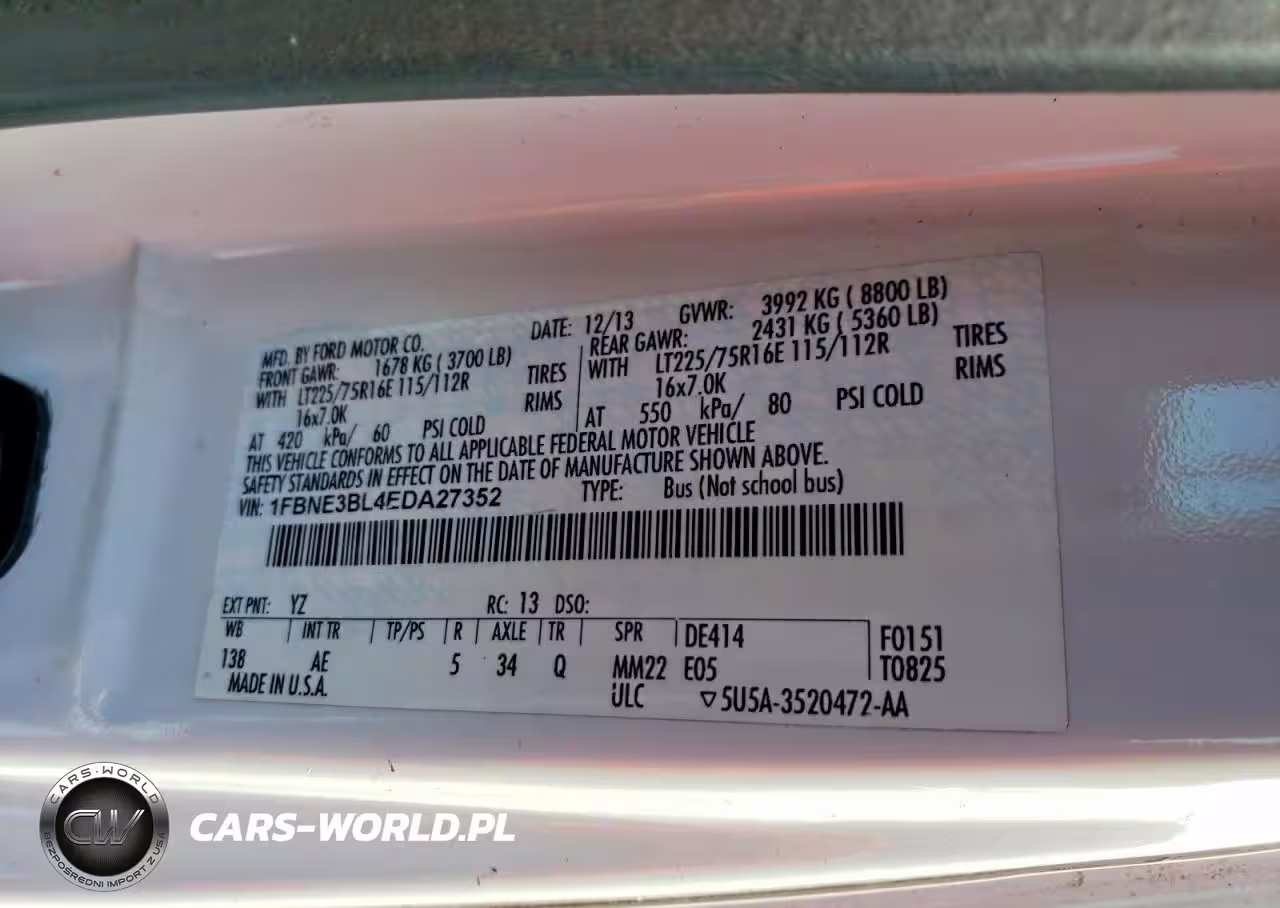 2014 Ford Econoline E350 Super Duty Wagon VIN:1FBNE3BL4EDA27352 - 13