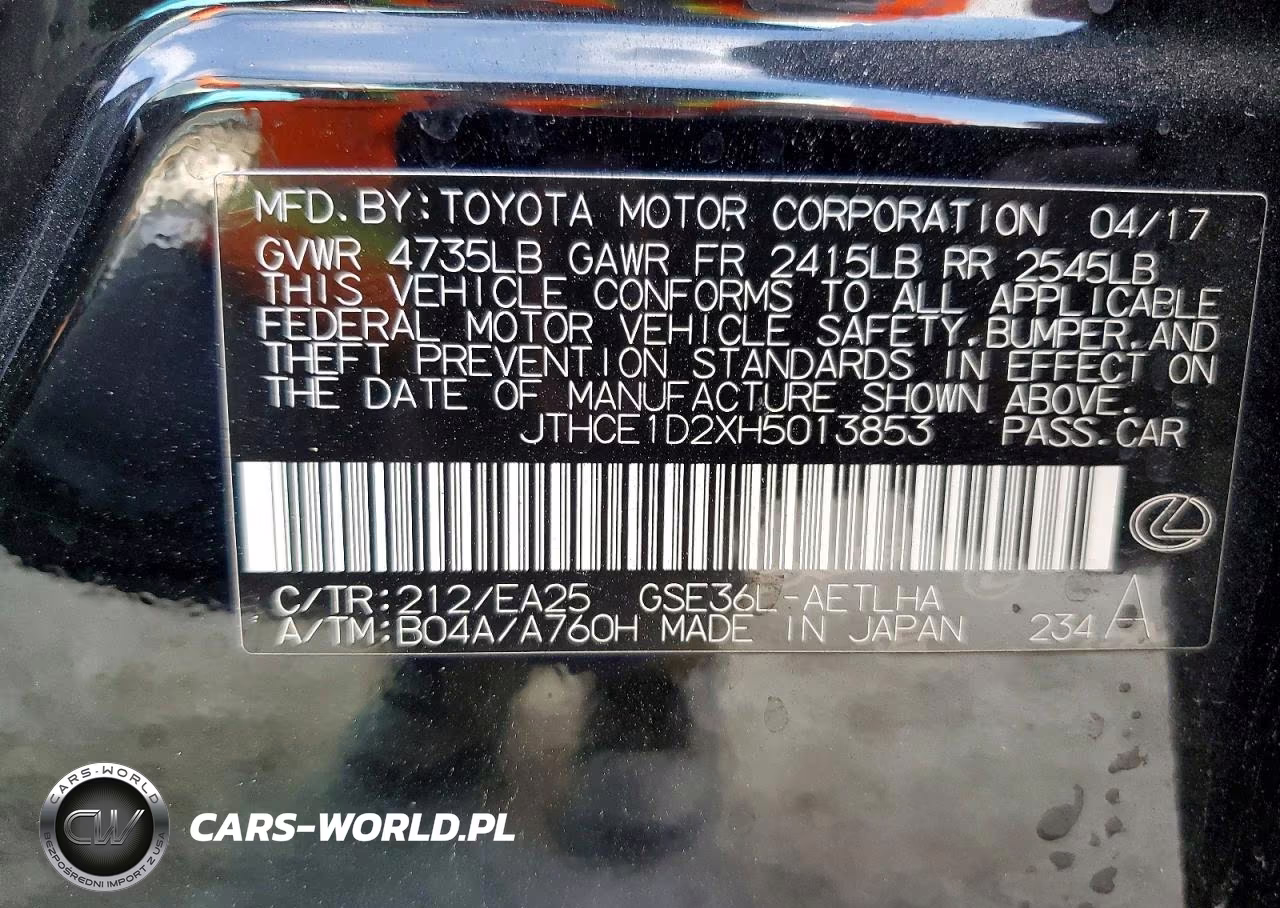 2017 Lexus Is 350 VIN:JTHCE1D2XH5013853 - 12
