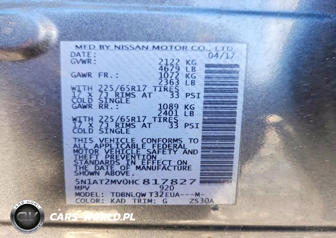 2017 Nissan Rogue Sv VIN:5N1AT2MV0HC817827 - 13