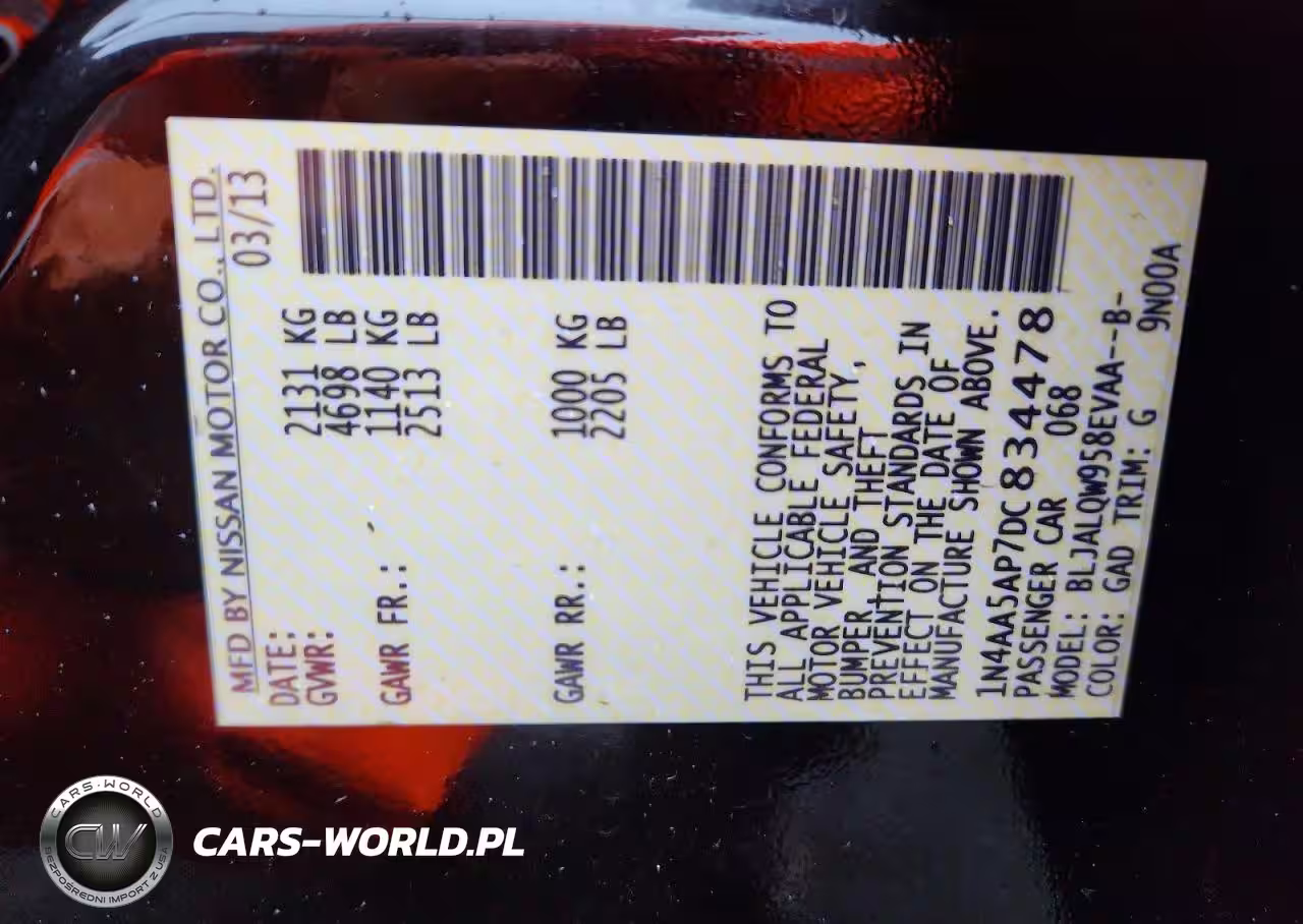 2013 Nissan Maxima S VIN:1N4AA5AP7DC834478 - 12
