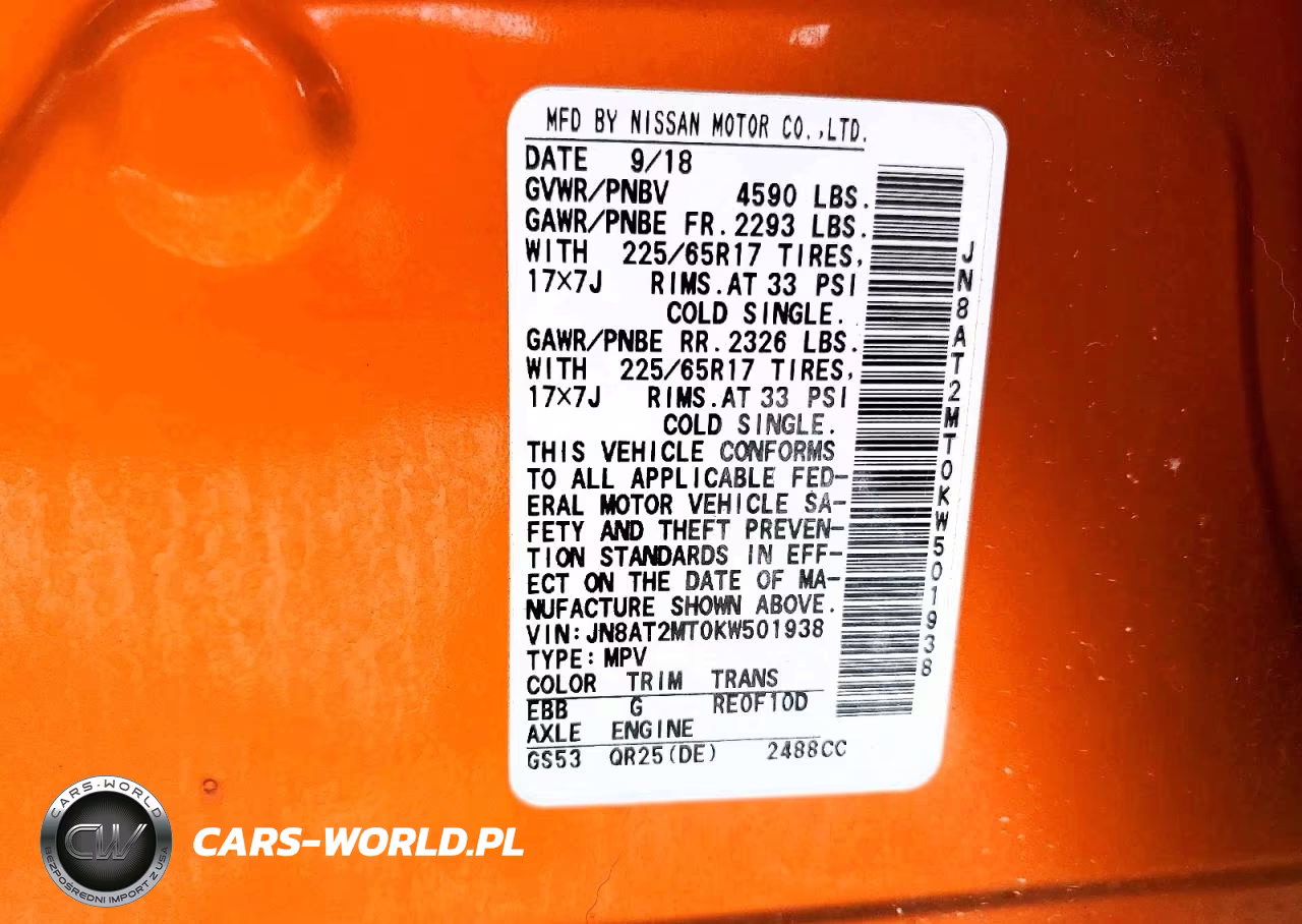 2019 Nissan Rogue Sv VIN:JN8AT2MT0KW501938 - 14
