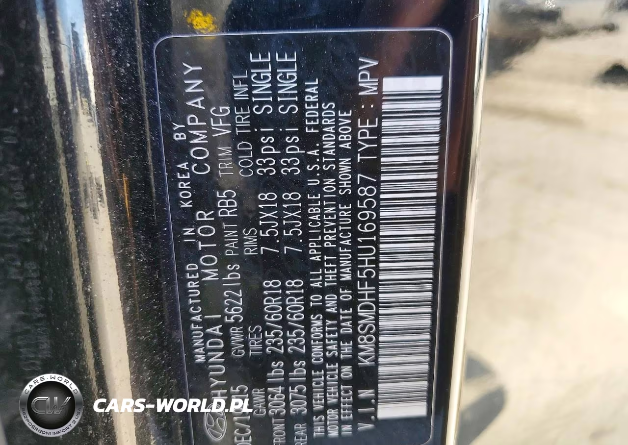 2017 Hyundai Santa Fe Se VIN:KM8SMDHF5HU169587 - 14