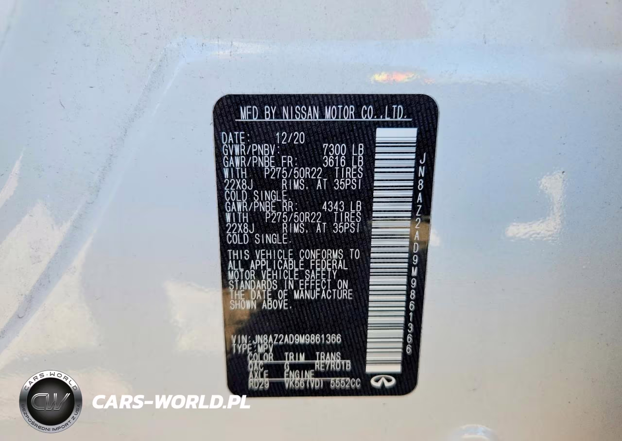 2021 Infiniti Qx80 Luxe VIN:JN8AZ2AD9M9861366 - 13