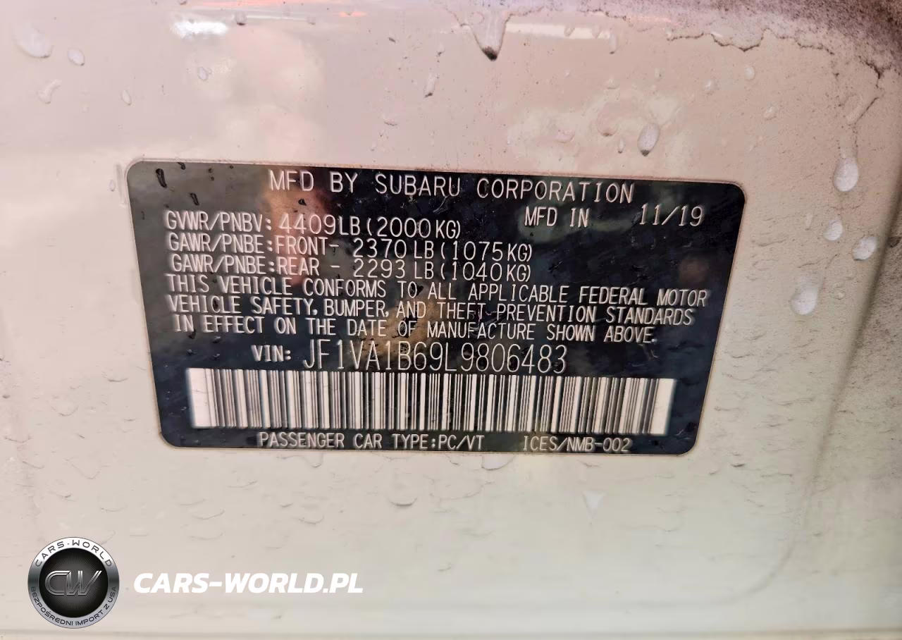2020 Subaru Wrx Premium VIN:JF1VA1B69L9806483 - 13