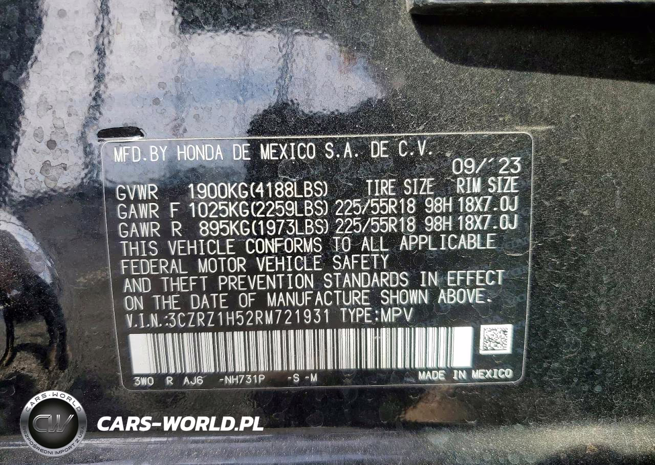 2024 Honda Hr-V Sport VIN:3CZRZ1H52RM721931 - 14