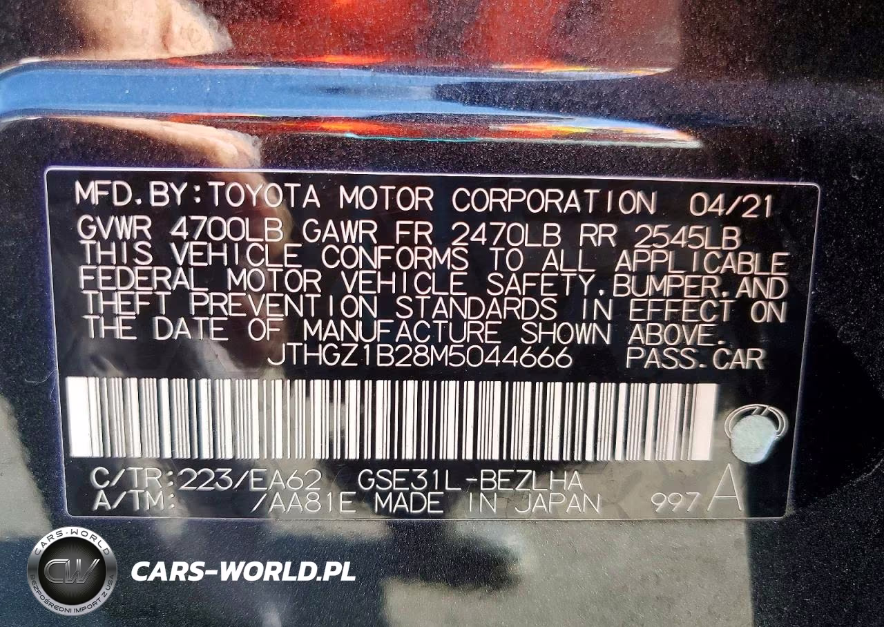 2021 Lexus Is 350 F Sport VIN:JTHGZ1B28M5044666 - 12