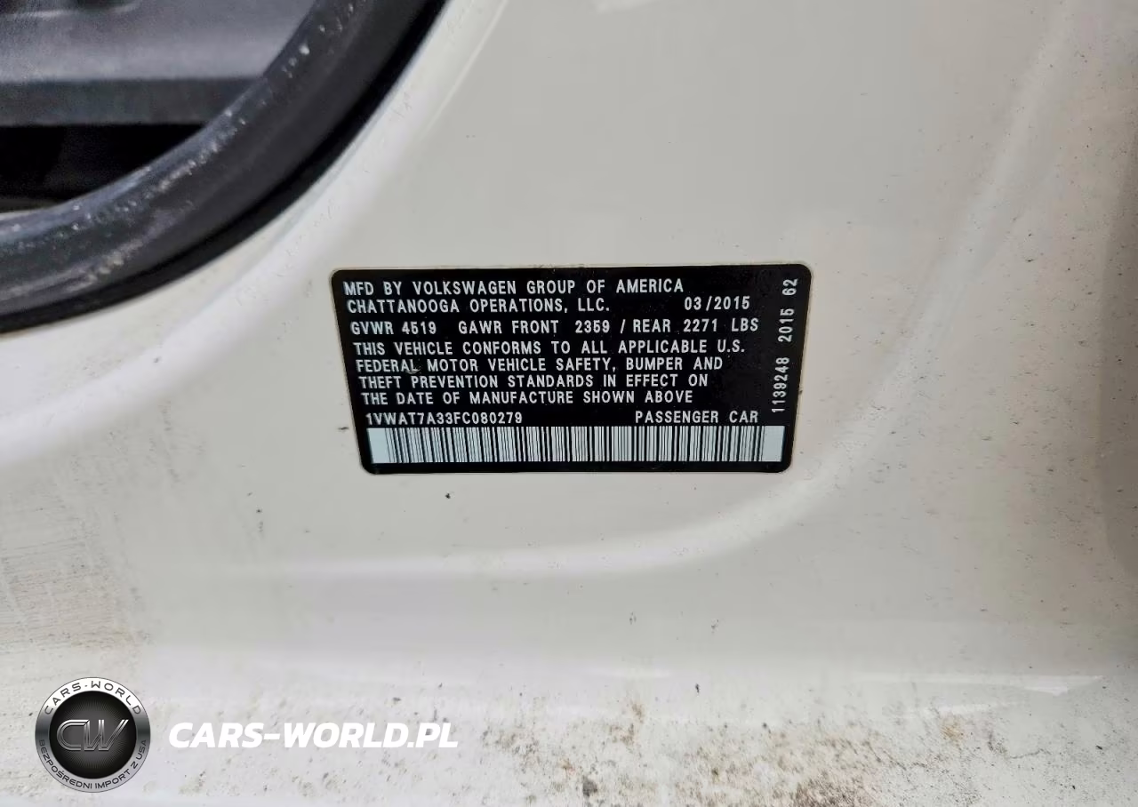 2015 Volkswagen Passat S VIN:1VWAT7A33FC080279 - 13