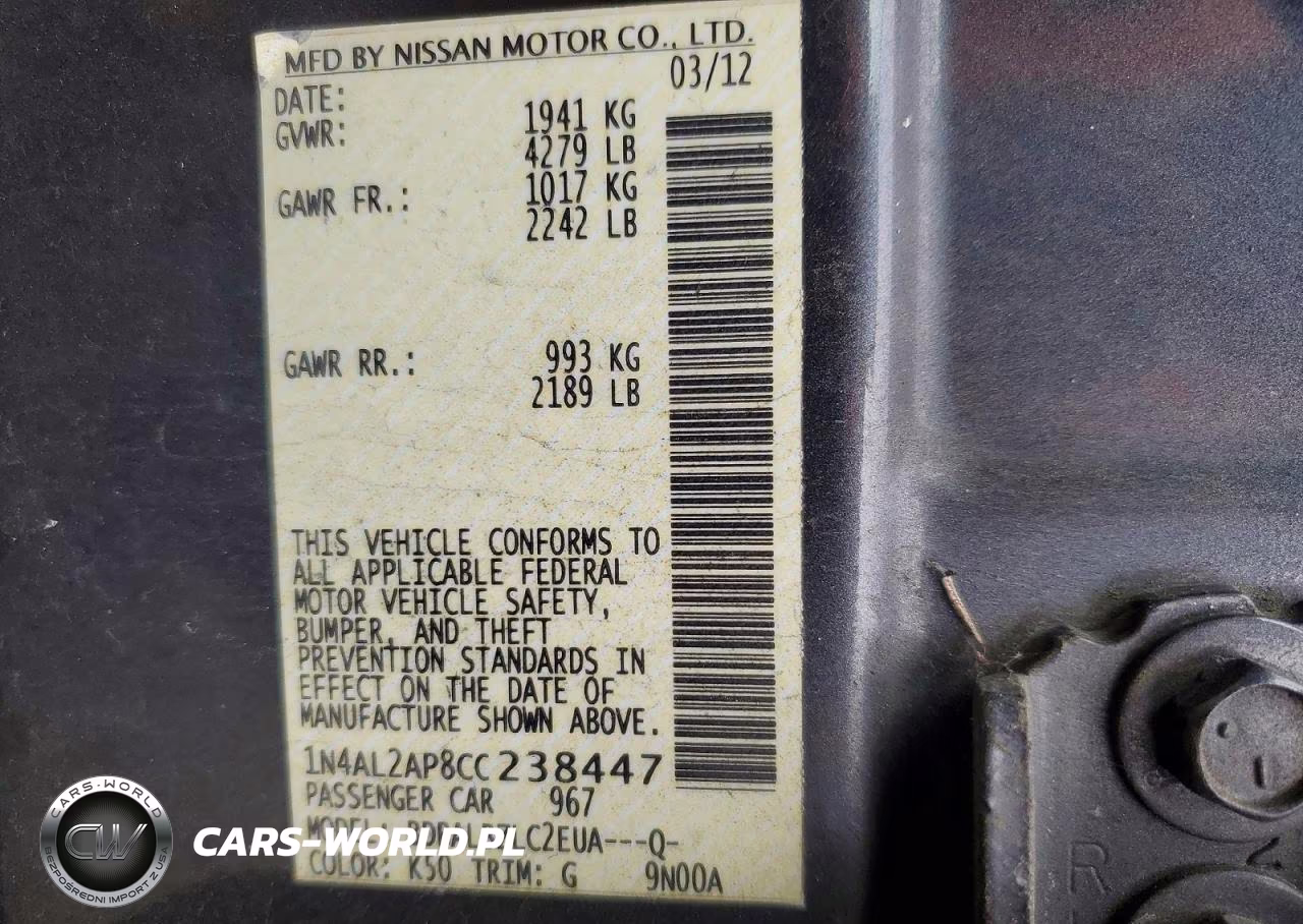 2012 Nissan Altima Base VIN:1N4AL2AP8CC238447 - 12