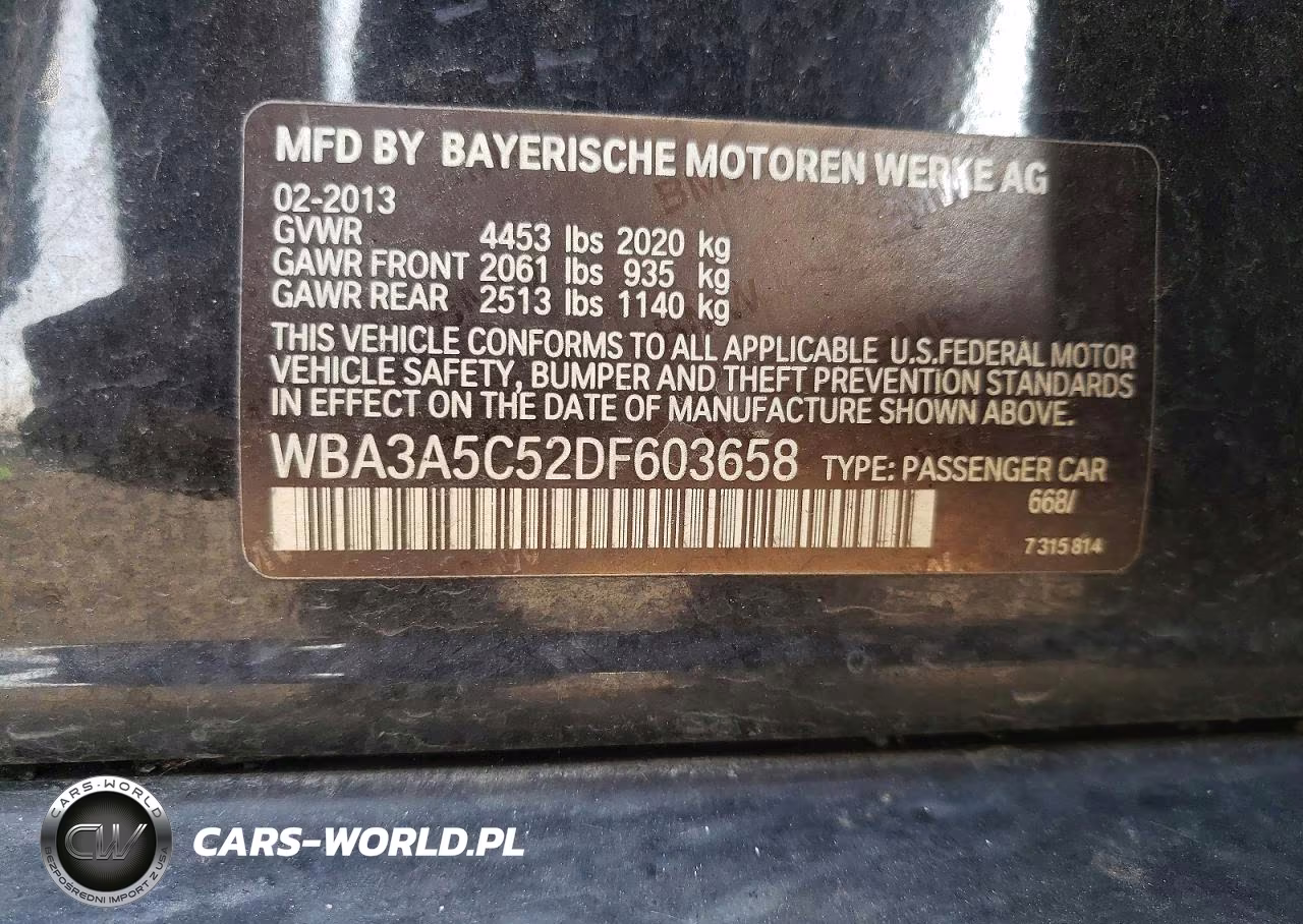 2013 BMW 328 I VIN:WBA3A5C52DF603658 - 12