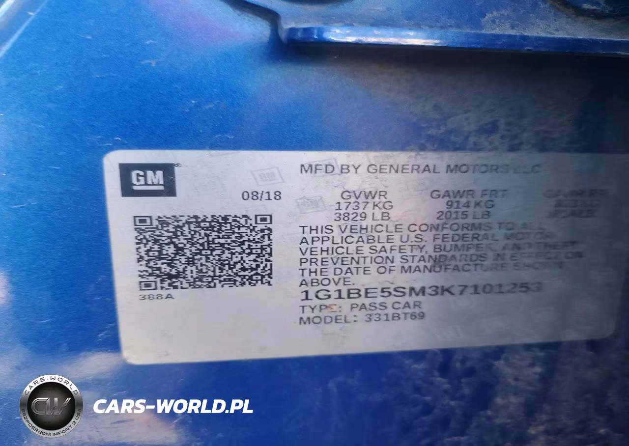2019 Chevrolet Cruze Lt VIN:1G1BE5SM3K7101253 - 12