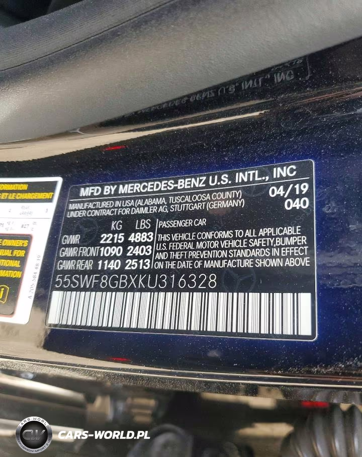 2019 Mercedes-Benz C 63 Amg VIN:55SWF8GBXKU316328 - 12