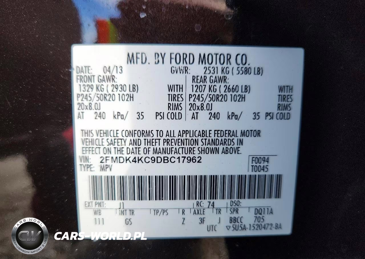 2013 Ford Edge Limit VIN:2FMDK4KC9DBC17962 - 13