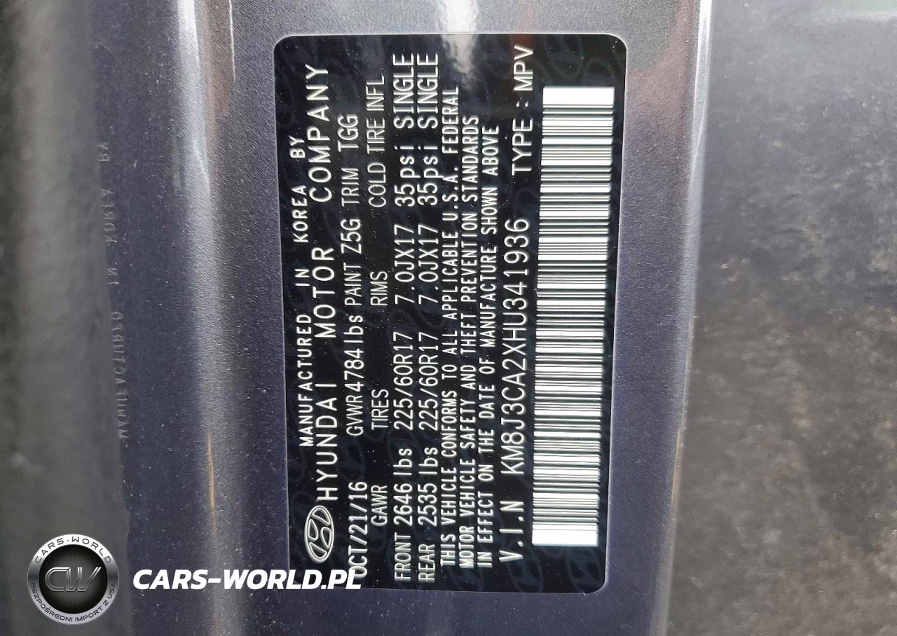 2017 Hyundai Tucson Eco VIN:KM8J3CA2XHU341936 - 14