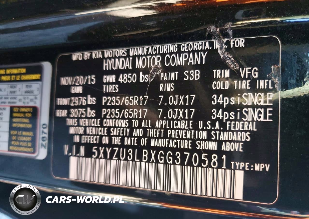 2016 Hyundai Santa Fe Sport 2.4L VIN:5XYZU3LBXGG370581 - 13