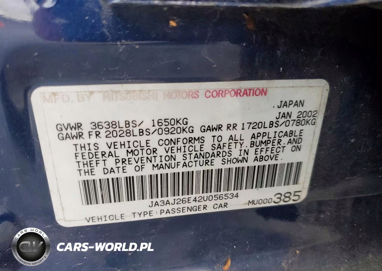 2002 Mitsubishi Lancer Es VIN:JA3AJ26E42U056534 - 12