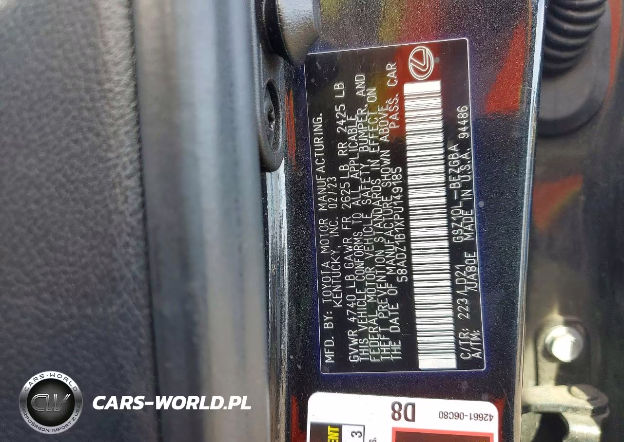 2023 Lexus Es 350 Base VIN:58ADZ1B1XPU149185 - 12