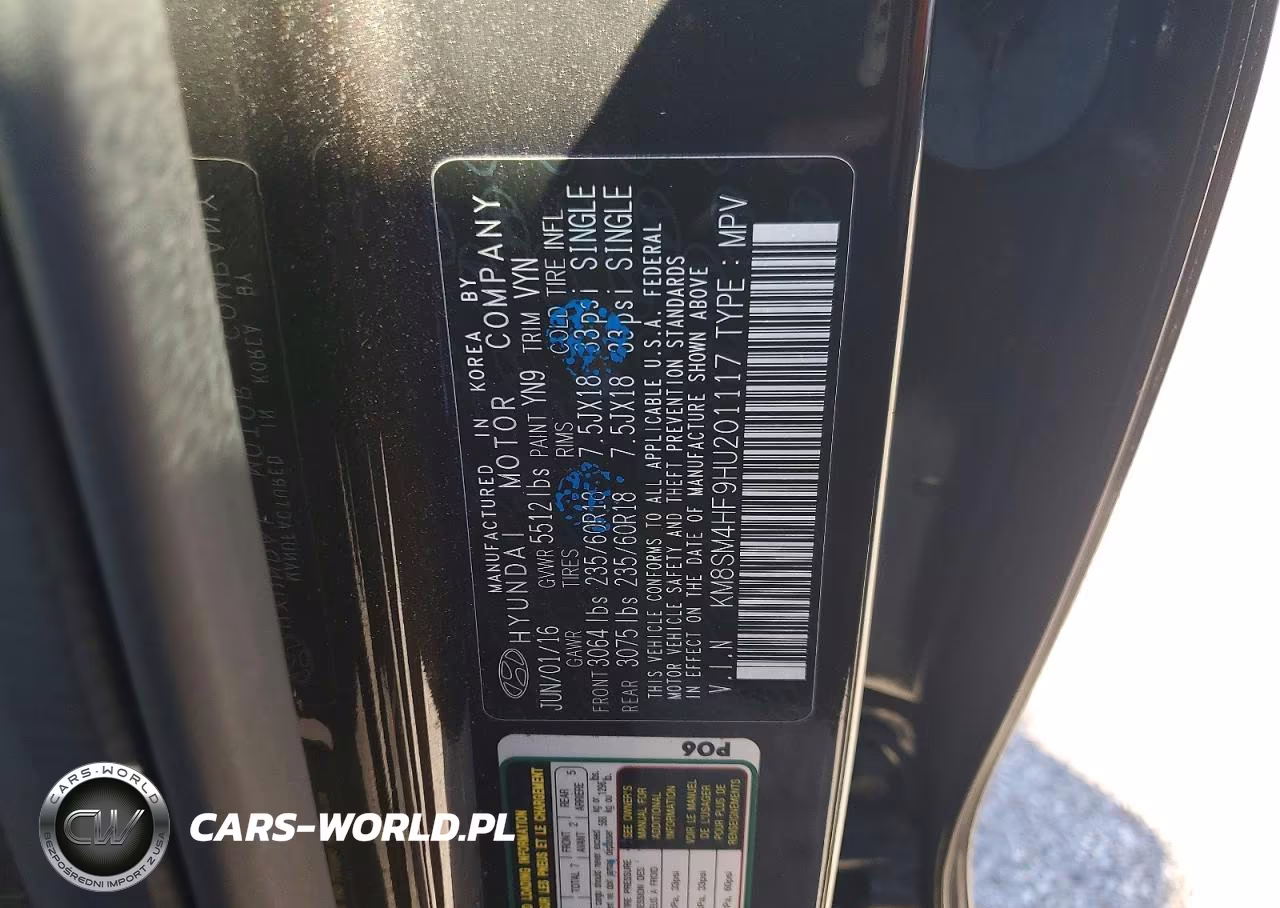 2017 Hyundai Santa Fe Se VIN:KM8SM4HF9HU201117 - 14