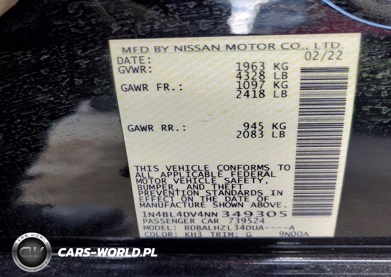 2022 Nissan Altima 2.5 Sv VIN:1N4BL4DV4NN349305 - 12
