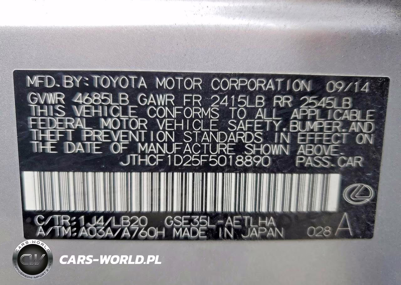 2015 Lexus Is 250 Base VIN:JTHCF1D25F5018890 - 13