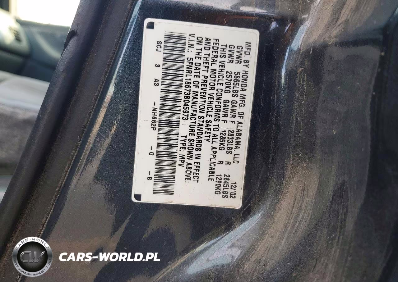 2003 Honda Odyssey Ex VIN:5FNRL18673B045973 - 14