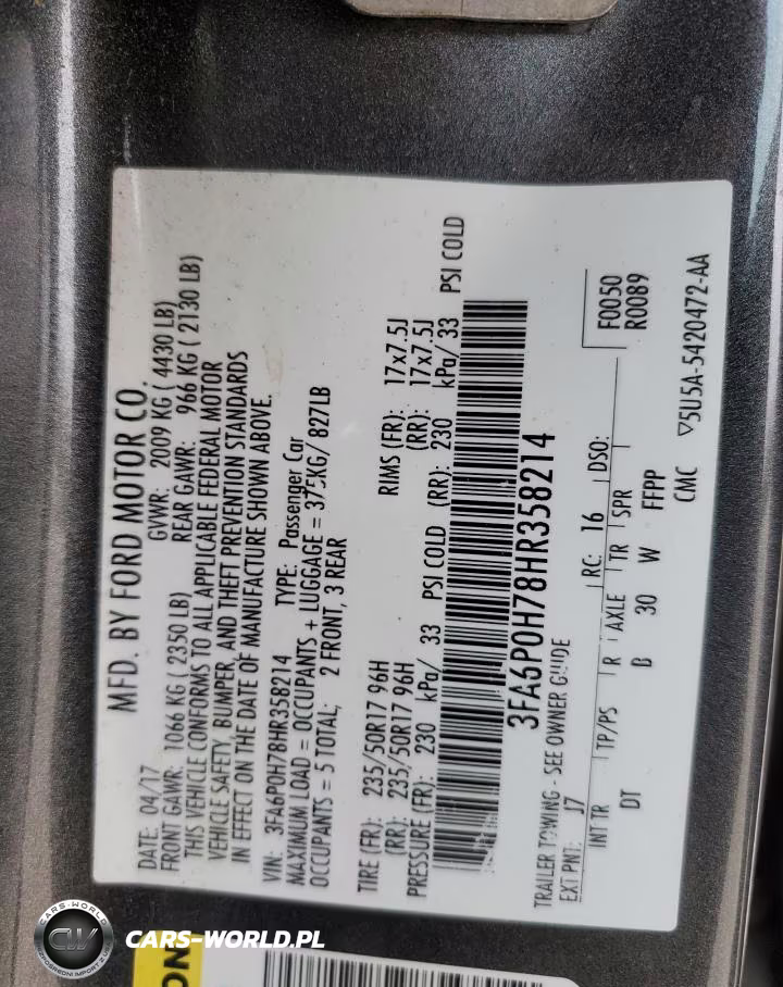 2017 Ford Fusion Se VIN:3FA6P0H78HR358214 - 12