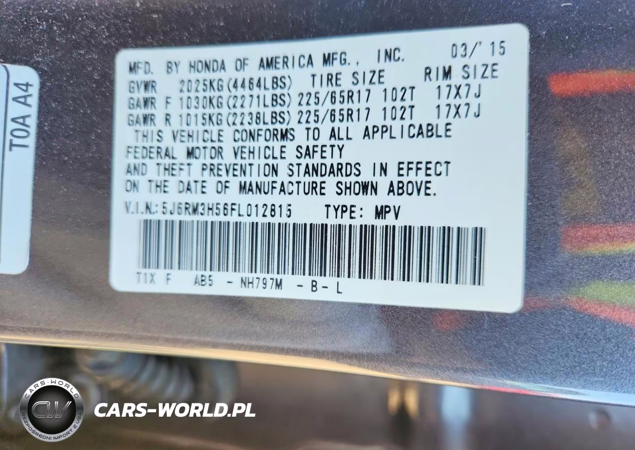 2015 Honda Cr-V Ex VIN:5J6RM3H56FL012815 - 13