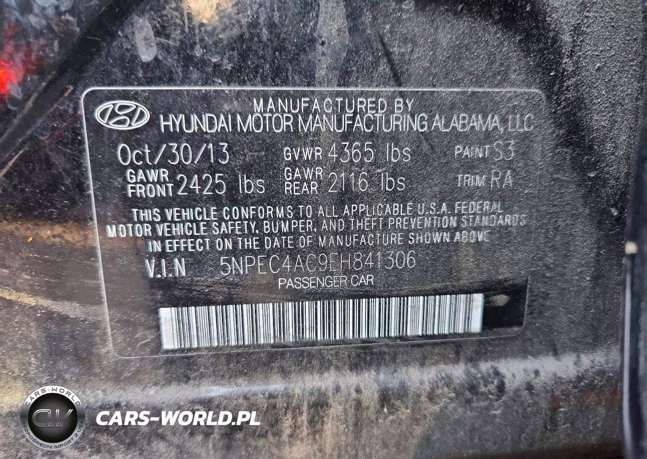2014 Hyundai Sonata Se VIN:5NPEC4AC9EH841306 - 12