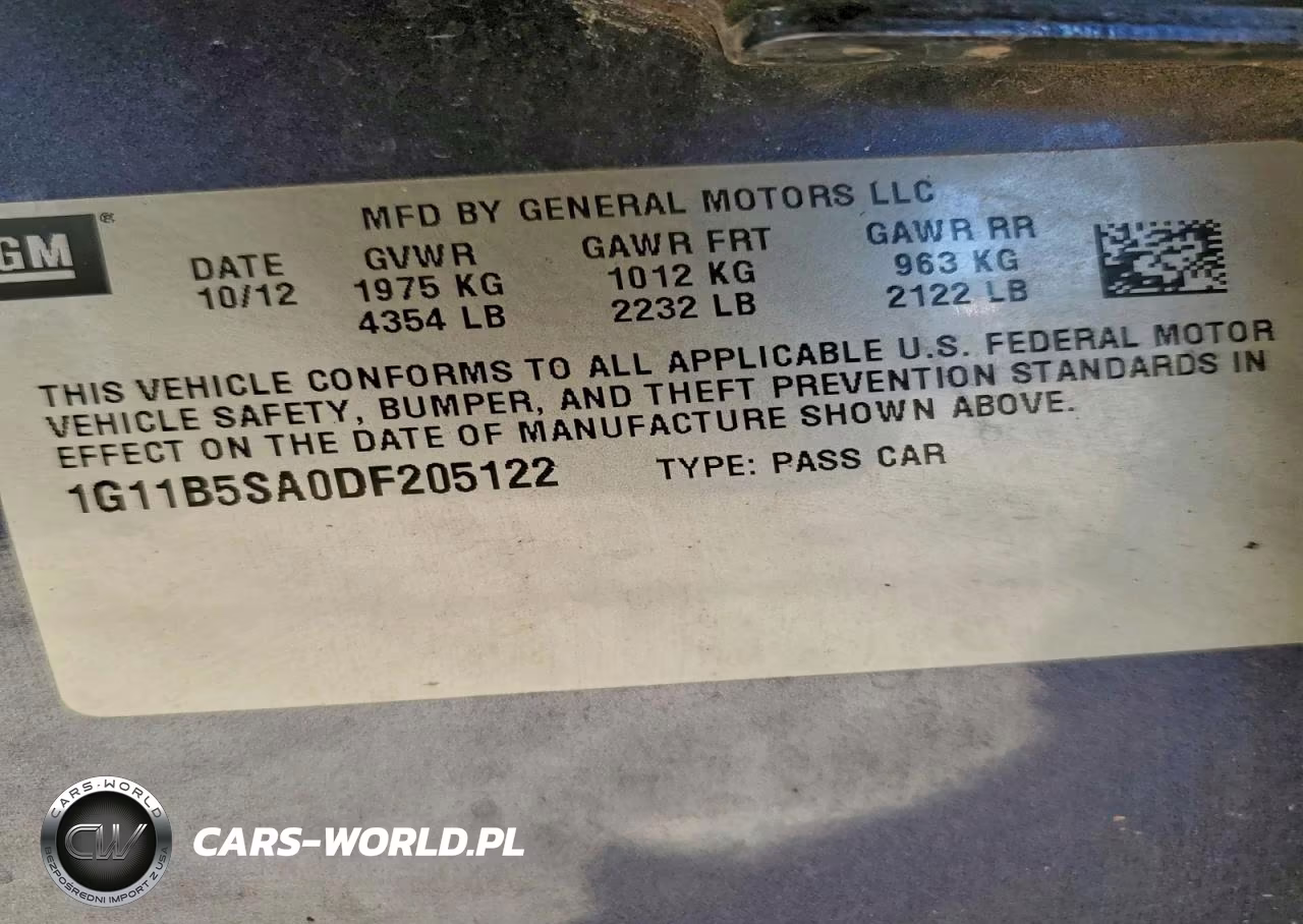 2013 Chevrolet Malibu Ls VIN:1G11B5SA0DF205122 - 12