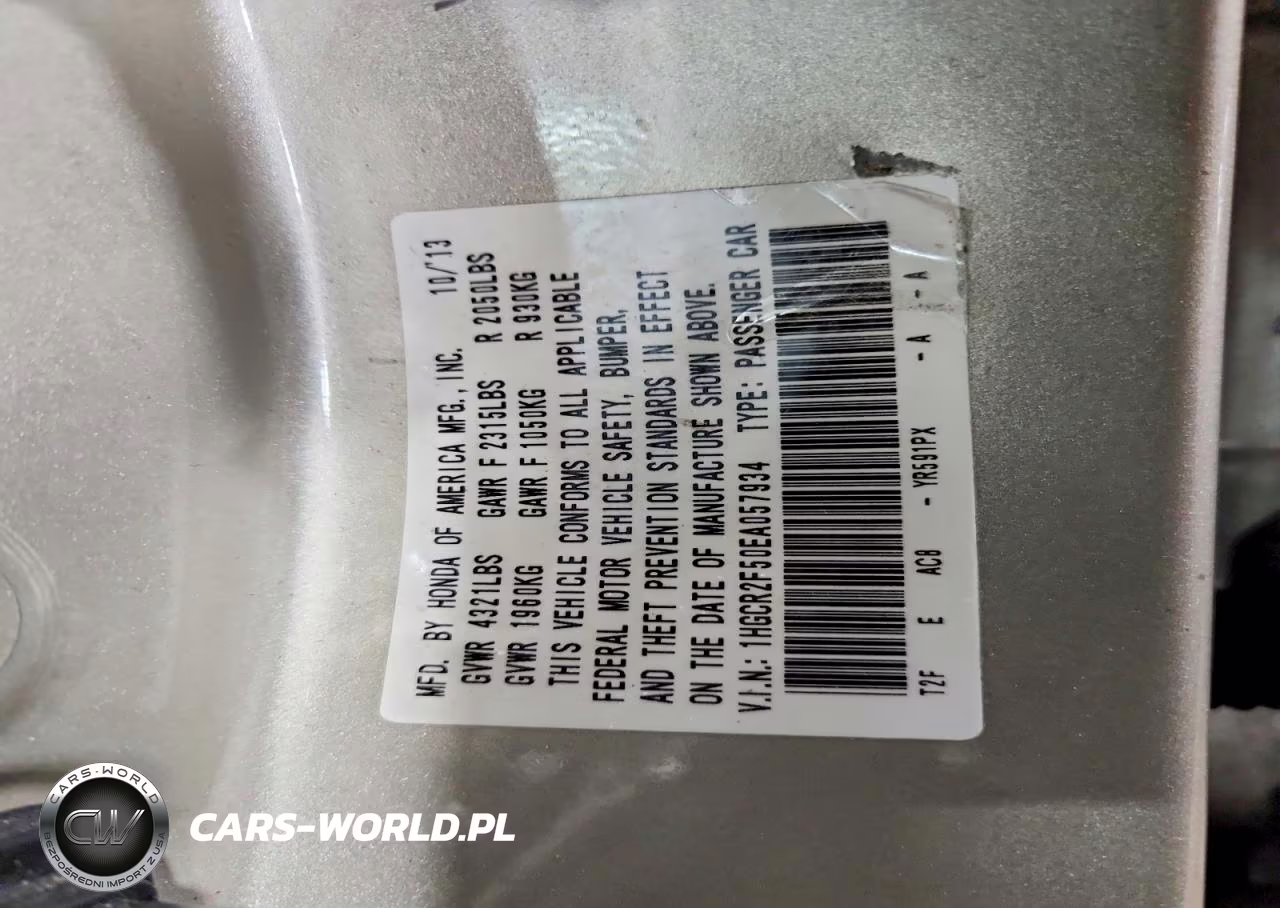 2014 Honda Accord Sport VIN:1HGCR2F50EA057934 - 12