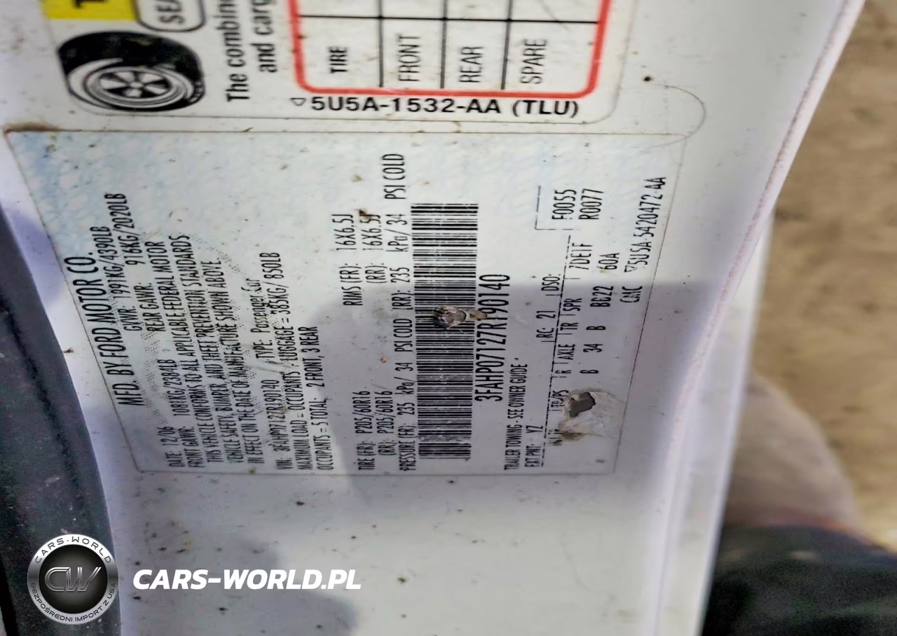 2007 Ford Fusion Se VIN:3FAHP07127R190140 - 12
