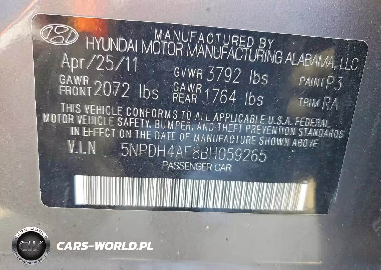 2011 Hyundai Elantra Gls VIN:5NPDH4AE8BH059265 - 12