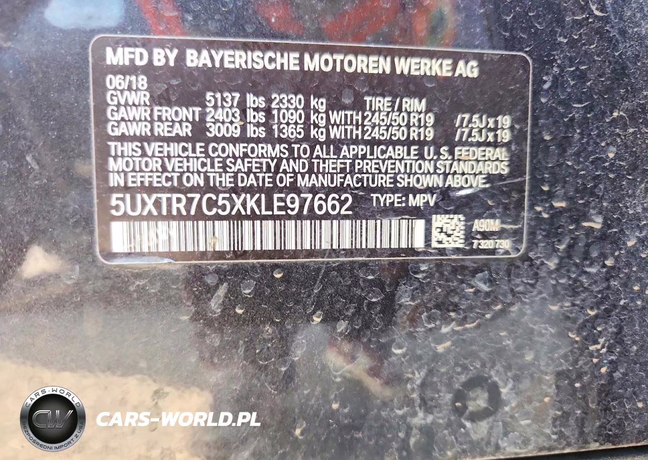 2019 BMW X3 Sdrive30I VIN:5UXTR7C5XKLE97662 - 13