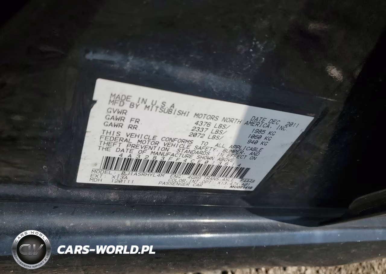 2012 Mitsubishi Galant Es VIN:4A32B3FF4CE013614 - 13