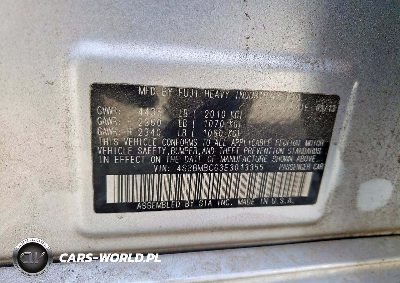 2014 Subaru Legacy 2.5I Premium VIN:4S3BMBC63E3013355 - 12
