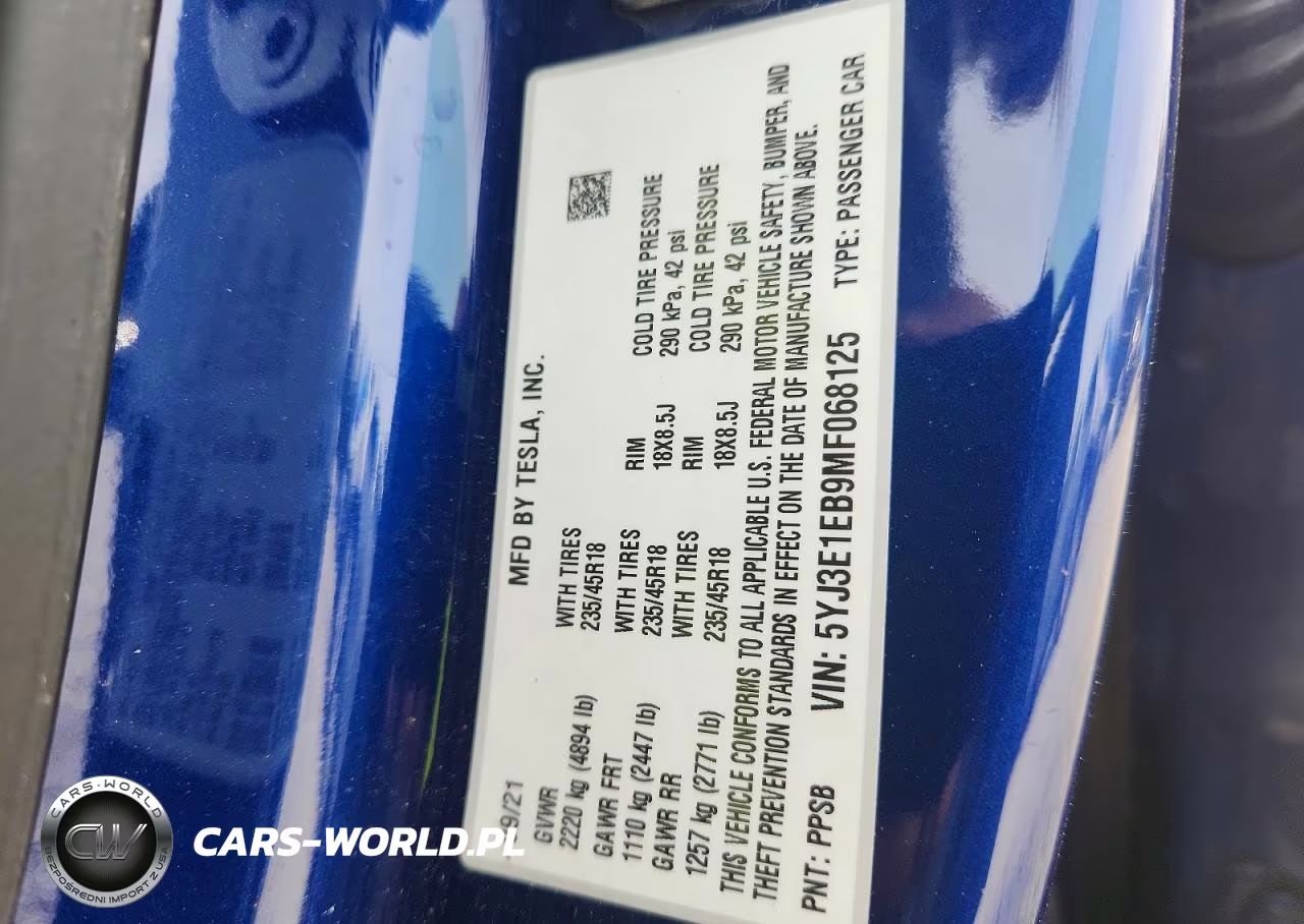 2021 Tesla Model 3 VIN:5YJ3E1EB9MF068125 - 12