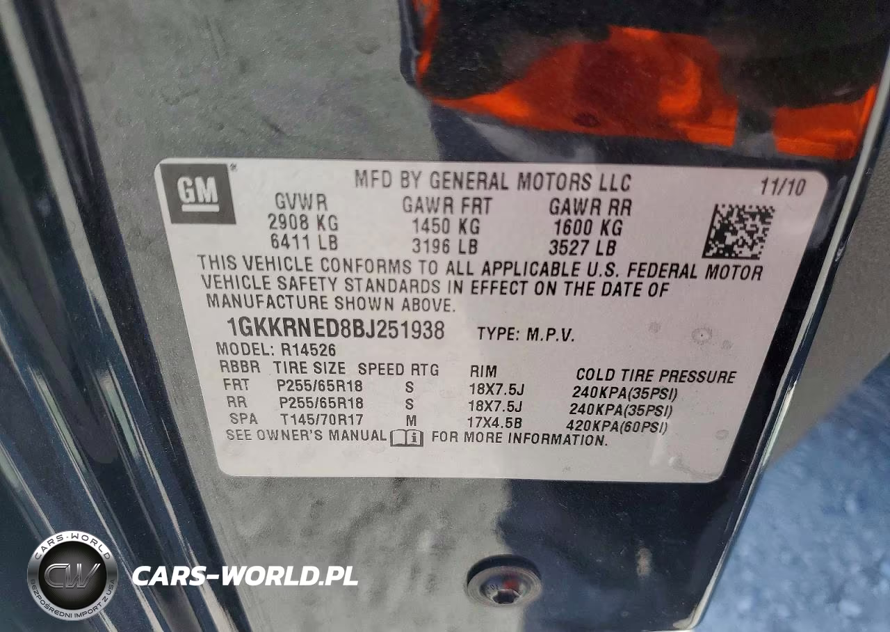 2011 GMC Acadia Sle VIN:1GKKRNED8BJ251938 - 13