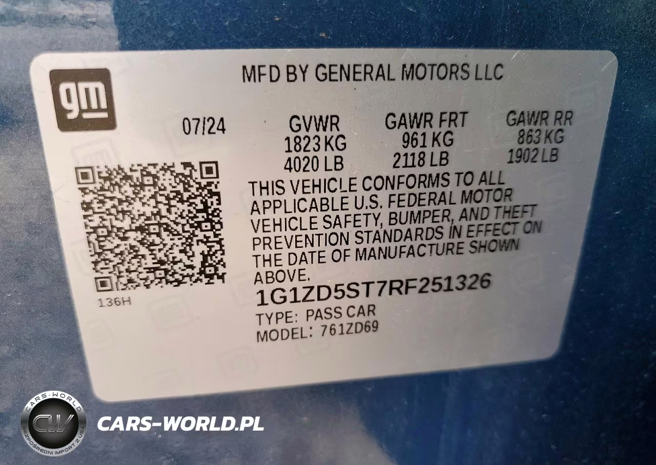 2024 Chevrolet Malibu Lt VIN:1G1ZD5ST7RF251326 - 12