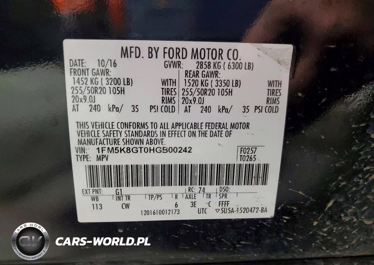2017 Ford Explorer Sport VIN:1FM5K8GT0HGB00242 - 13