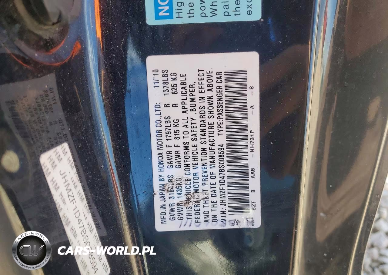 2011 Honda Cr-Z VIN:JHMZF1D47BS008594 - 12