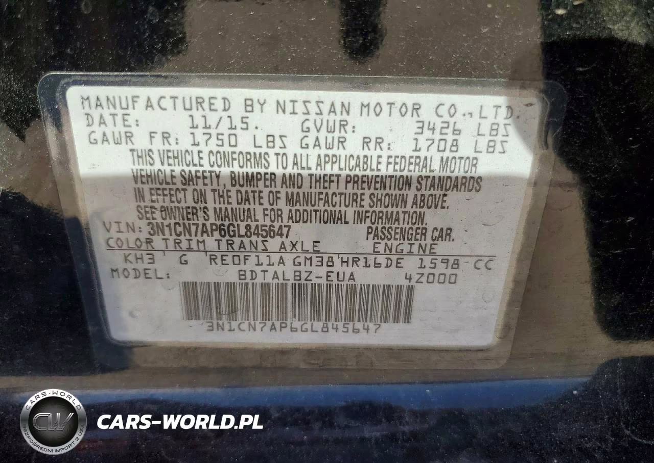 2016 Nissan Versa VIN:3N1CN7AP6GL845647 - 12