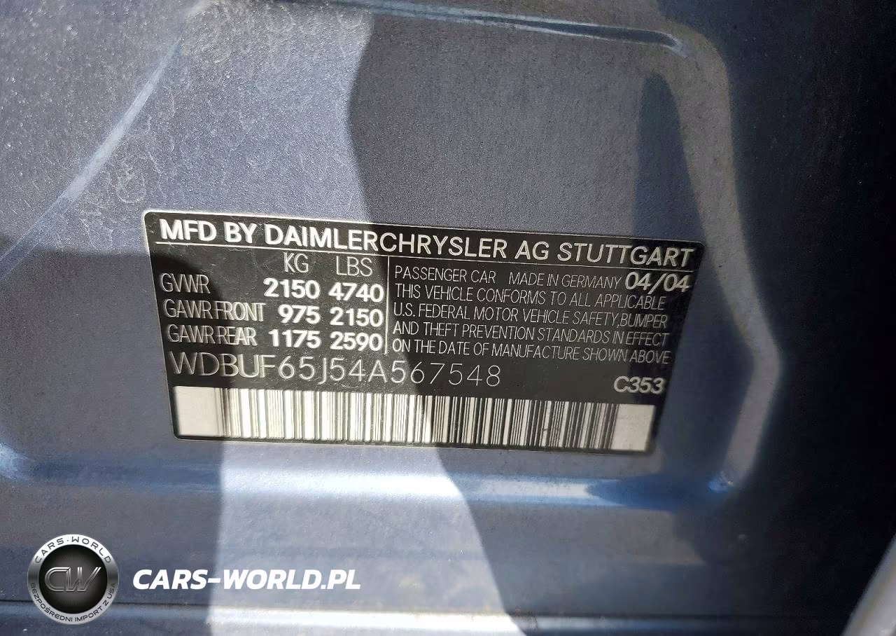 2004 Mercedes-Benz E 320 VIN:WDBUF65J54A567548 - 12