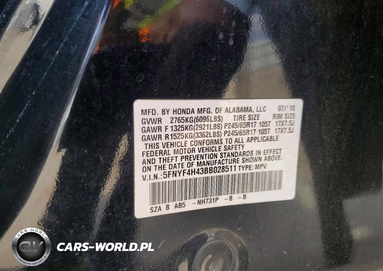2011 Honda Pilot Ex VIN:5FNYF4H43BB028511 - 13