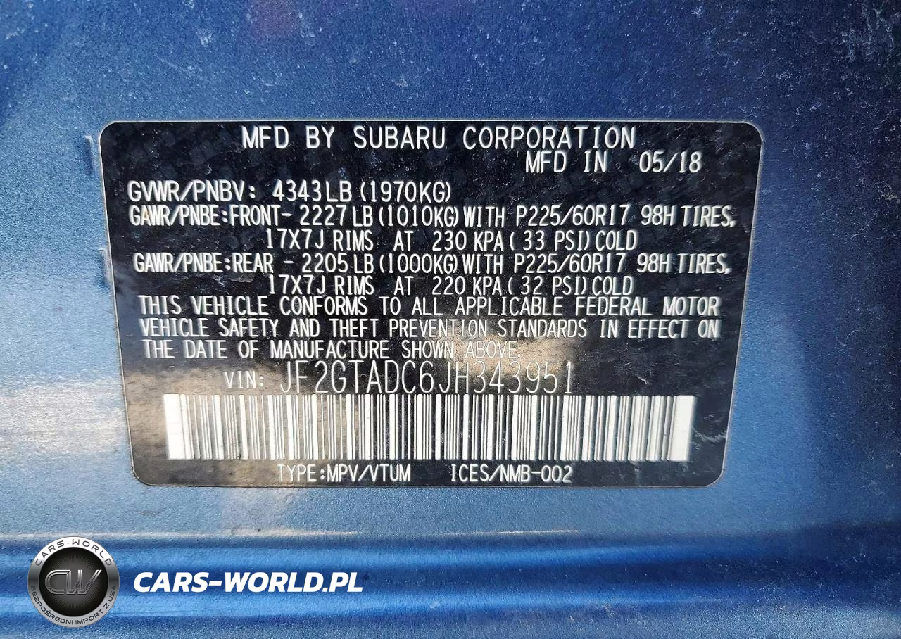 2018 Subaru Crosstrek Premium VIN:JF2GTADC6JH343951 - 14