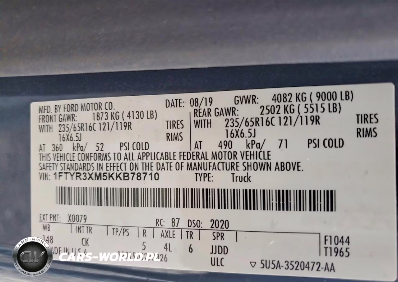 2019 Ford Transit T-250 Delivery Van VIN:1FTYR3XM5KKB78710 - 14