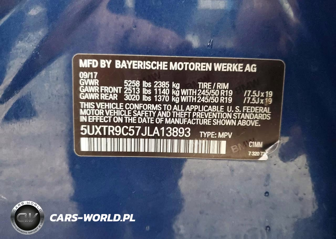 2018 BMW X3 xDrive30I VIN:5UXTR9C57JLA13893 - 13